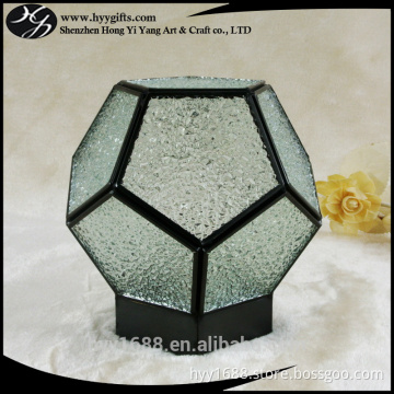 antique diamond shaped geometric glass lantern candle holder for led